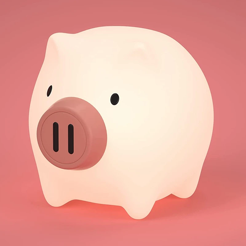 Kawaii Silicone LED Night Light, Dimmable Baby Night Light, Lâmpada de Noite Infantil Animal com Temporização, Candeeiro de Mesa Recarregável