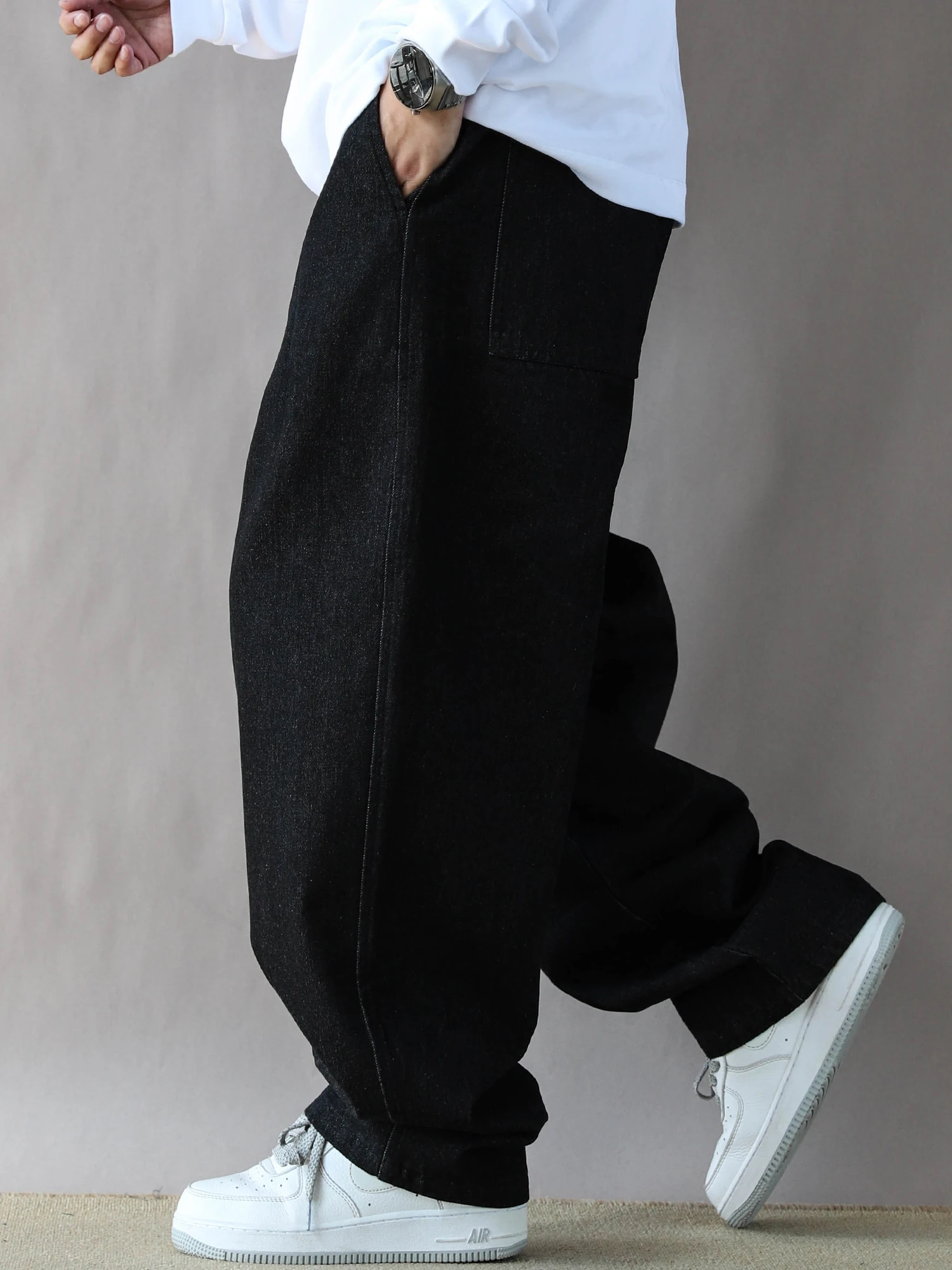 

Bla Men's Jeans American Retro Waed Loose Straight Leg Wide Leg Pants New Casual Long Trousers Cotton Stretch Autumn Wear