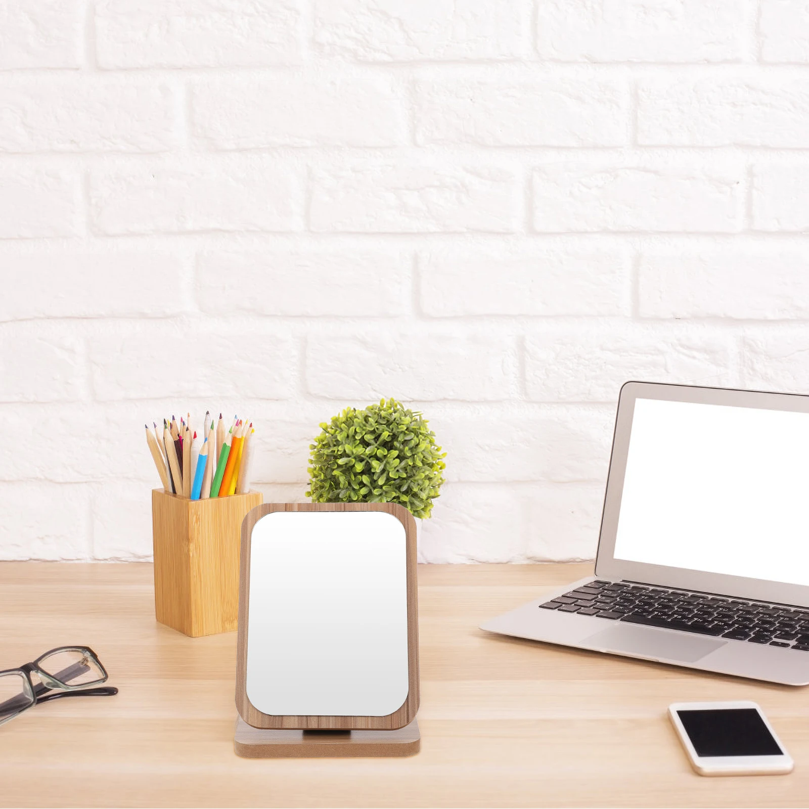 1pc houten make-upspiegel make-up desktop type dressoir tafelblad draagbare spiegel voor slaapkamer badkamer duurzaam glad hoog