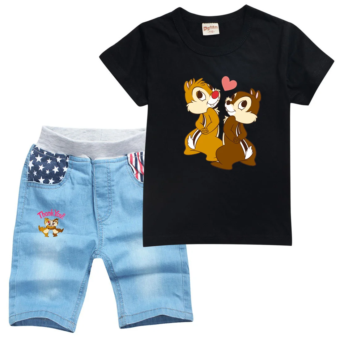 Chip n Dale Boys Girls Women Men Short Sleeve Shorts Sets Cartoon Summer Clothes Casual Comfortable Clothing Sets