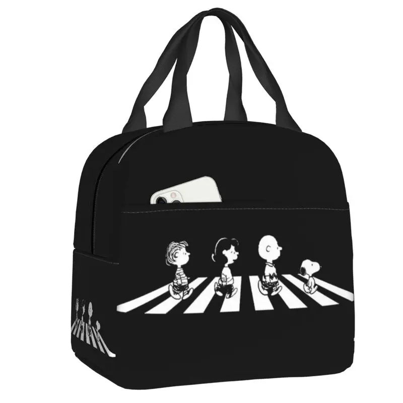 Custom Rock Tees Group Walk Snoopy Lunch Bag Women Cooler Thermal Insulated Lunch Boxes for Kids School