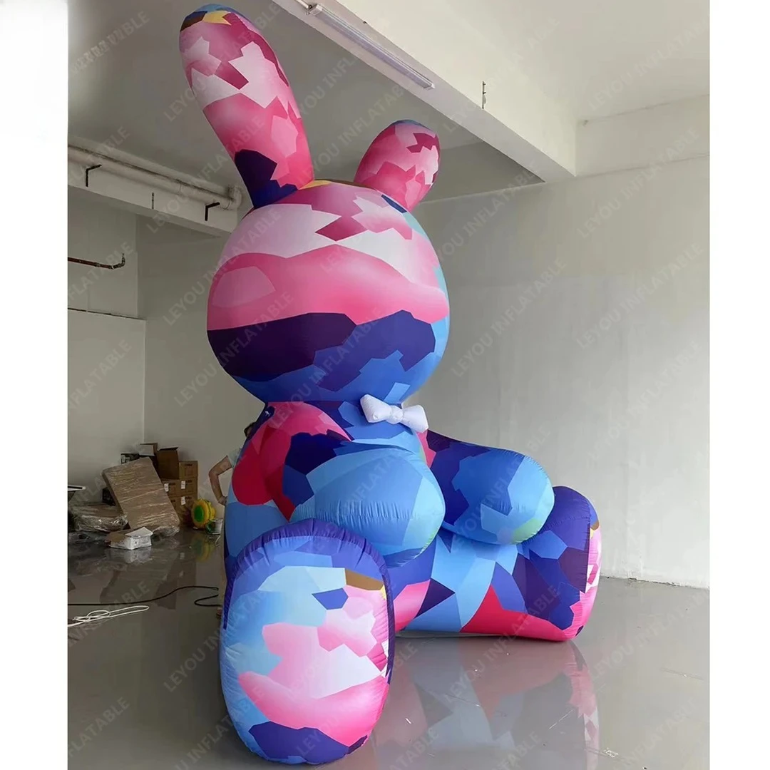 

Надувной кролик Air Blow, мультяшный красочный пасхальный кролик с белым светодиодным светом, гигантское украшение для мероприятия, фестиваля, рекламный реквизит