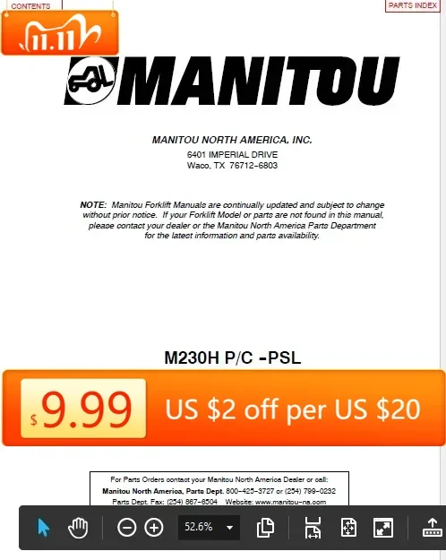 

Запасные части для вилочных погрузчиков TruckEPC Manitou 2018