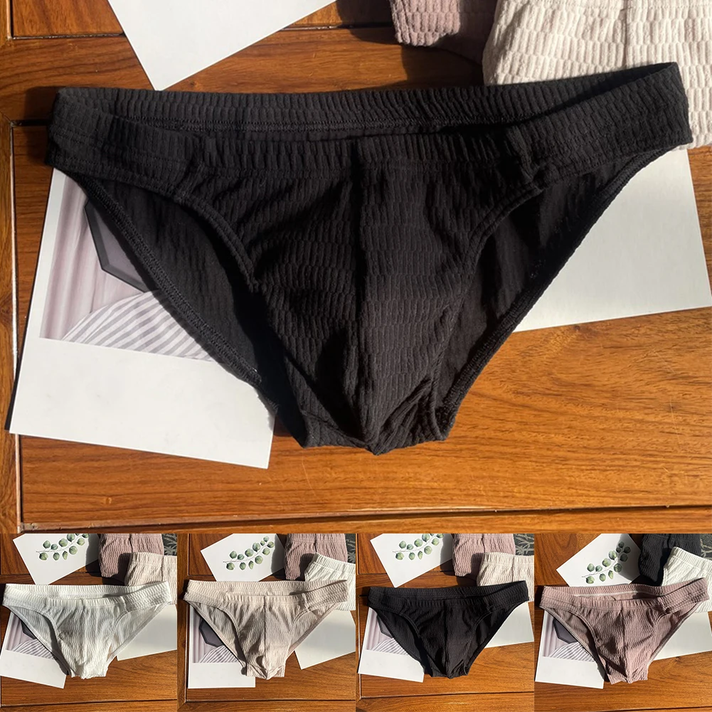 1pc Sexy Mens Comfortable Cotton Blend Briefs Bikini Low Rise Underwear Bulge Pouch Casual Sports Panties