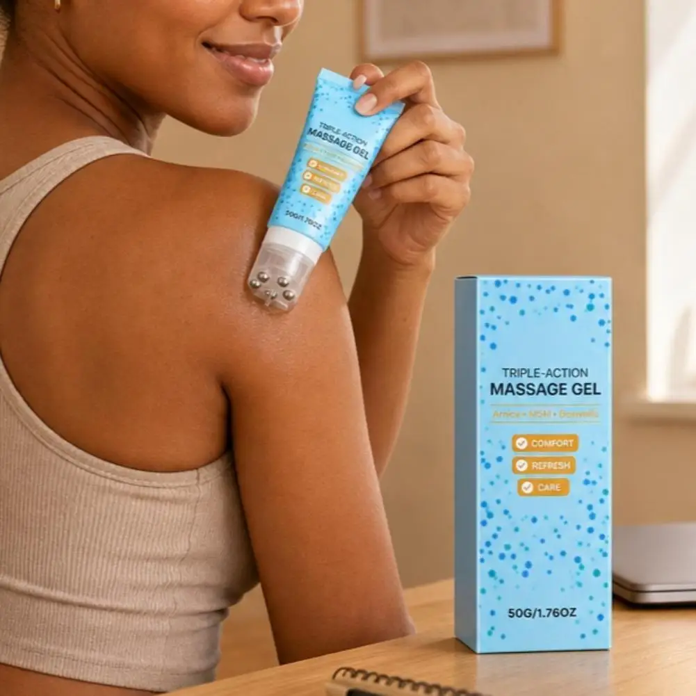 Arnica MSM Boswellia Massage Gel with Built In Roller Applicator Cooling Body Care for Neck Shoulders Back and Knees