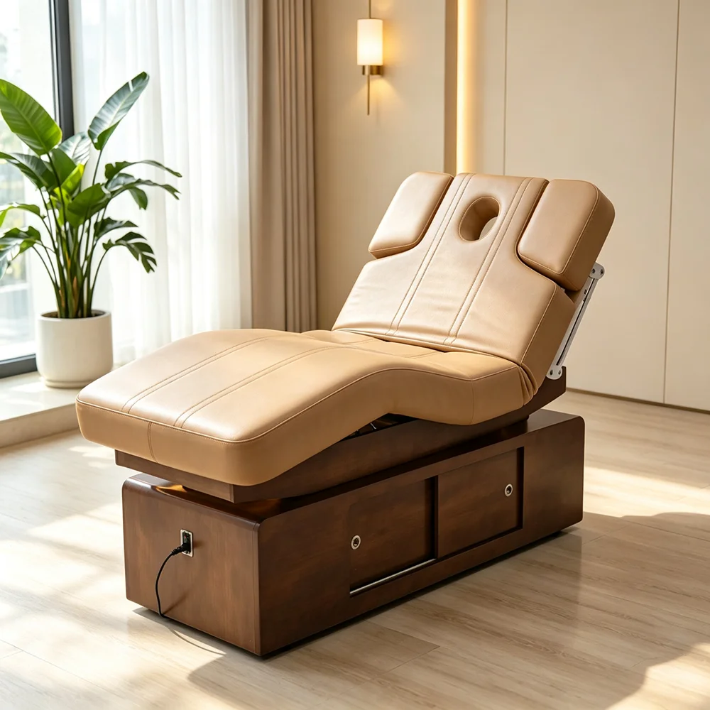 2026 Wholesale Multi Motor Electric Adjustable Beauty Bed Facial Massage Table Salon Furniture Factory 3D Design Customization