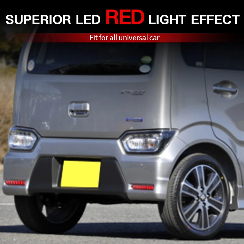 

2PCS LED Rear Bumper Brake Lights Canbus For Suzuki Wagon R Stingray Red/Smoked Lens Tail Warning Strip Lamps Car Accessories