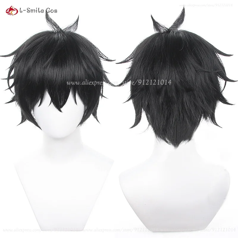 

Dan Heng Cosplay Wig 30cm Short Black Fluffy Wigs Heat Resistant Synthetic Hair Halloween Anime Wig + Wig Cap