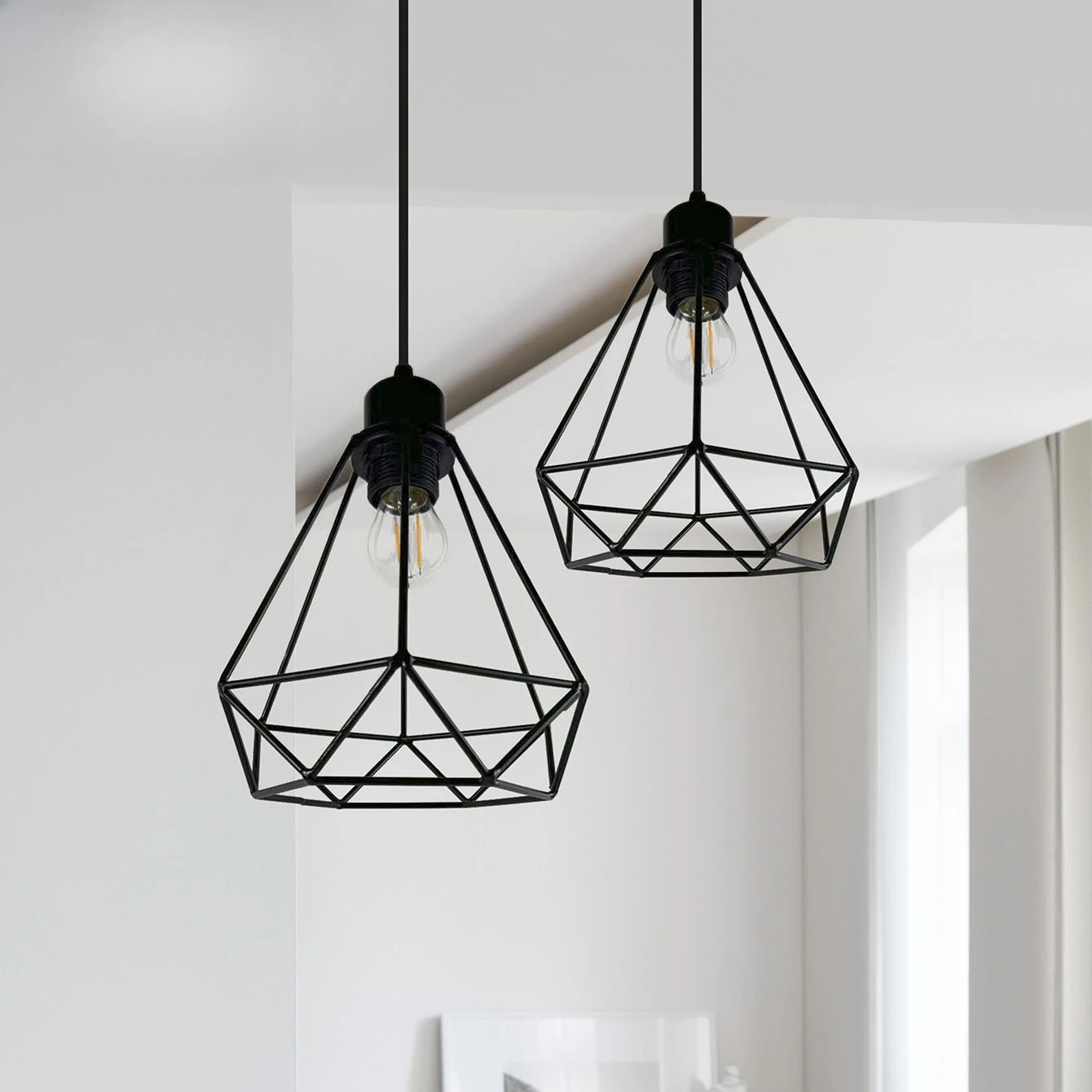 Creative Diamond Retro Iron Birdcage Lampshade Chandelier Lampshade