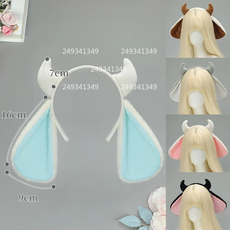 Copricapo cosplay di pecora dalle orecchie cadenti Corno di animale e orecchie Cerchietto per capelli Donna Comic-con Puntelli di scena Accessori per costumi per spettacoli di feste