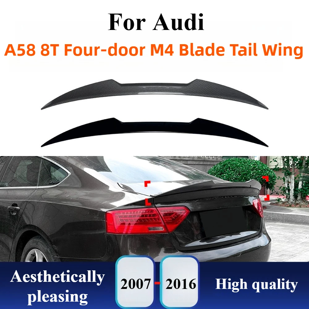 

For Audi A5 8T Sportback 2007-2016 M4 Style Blade Rear Spoiler Tail Wing Trunk Lip Gloss Black ABS Exterior Modification kit