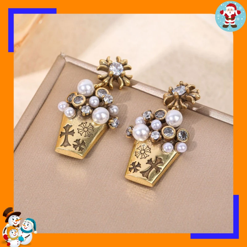 French Light Luxury Popcorn Pearl Female Personality Versatile Unique Niche Design Diamond Flower New