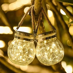 Solar Cracked Glass Jar Lamp IP65 Waterproof 30LED Warm White & Colorful Lights Outdoor String Lights for Garden Patio Yard Tree