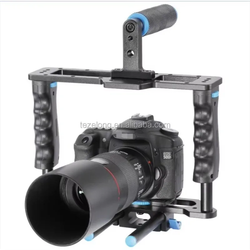 Kit profissional universal do estabilizador da gaiola do equipamento de dslr com caixa fosca do foco seguinte para canon