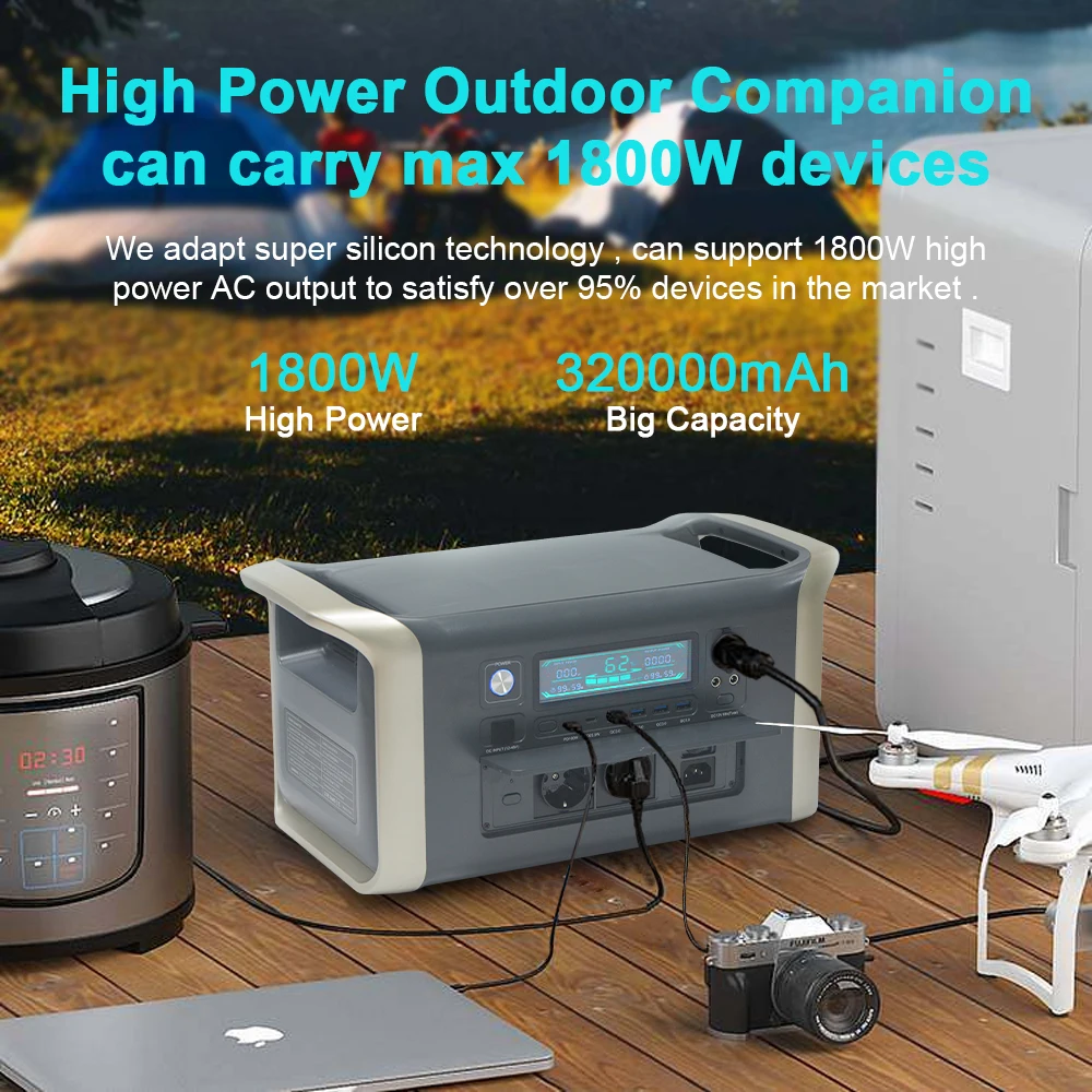 캠핑 태양광 발전소 발전기, LiFePO4 배터리, 에너지 500W, 345WH, 전원 공급 장치, UPS, 200W, ETFE 태양광 패널, 1800W, 1024Wh, 220V
