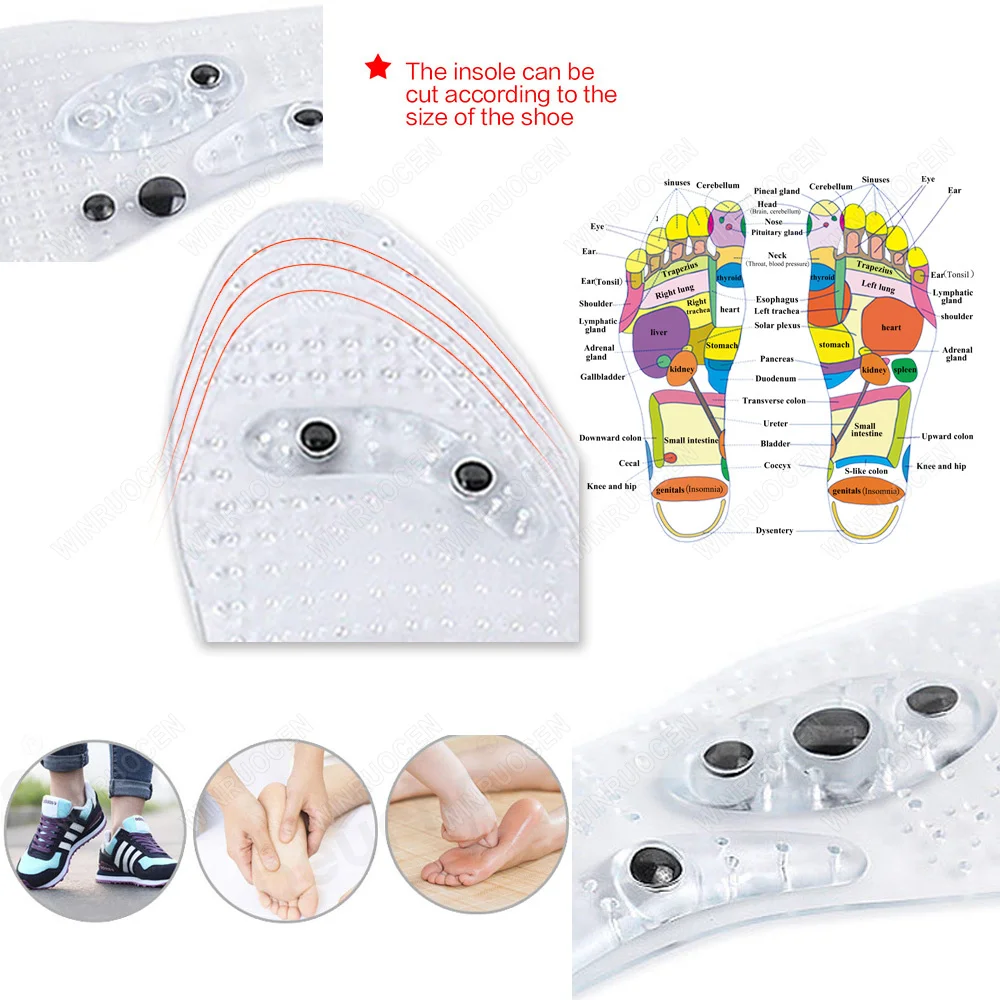 8ชิ้น Magnetic Therapy Insoles นวดสุขภาพรองเท้า Pad เท้าลดน้ำหนัก Slimming พื้นรองเท้าผ่อนคลายเท้า Care Comfort Soles