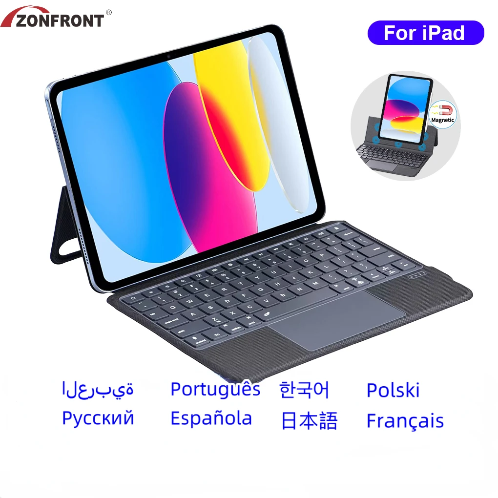 

ZONFRONT Magnetic Bluetooth Keyboard Case For iPad 10th Gen Air 4 5 10.9 Magic Keyboard Cover For iPad Pro 11 12.9 2020 2022