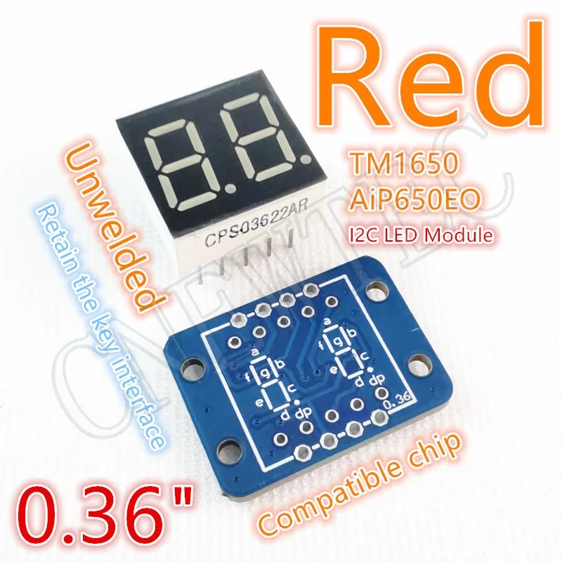 TM1650/AiP650EO 2/3/4Bit Digital Tube Display Module 0.36 Inch with Time Point 2 Button Voltage 3.3-5V