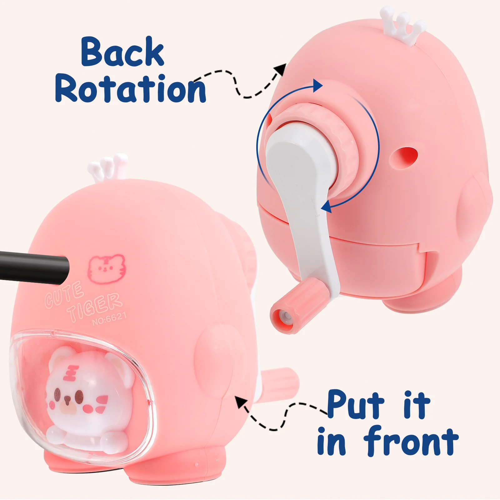 

Manual Pencil Sharpener for Pupils Cute Plastic Handheld Sharpener Easy to Use Time Saving Stationery Cartoon Design School