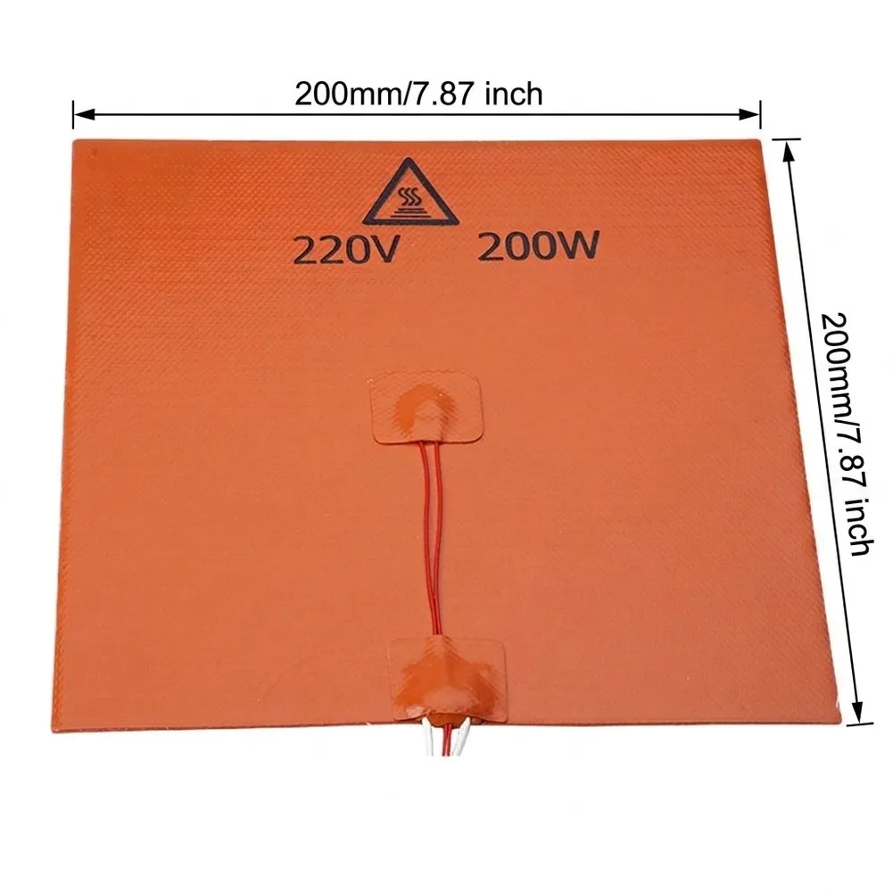 Orange Silicone Heating Pad 200x200mm Self Fast Heat Bed Mat For 3D Printer Hot Plate Industrial Lab Equipment