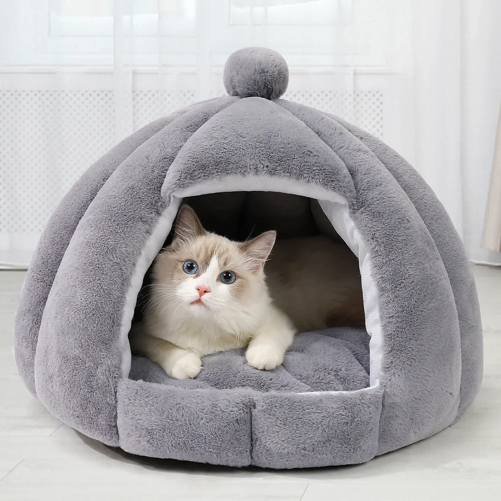 

Warm Winter Pet dog Bed Kennel Cat House Sleeping Bag Pumpkin Puppy Cushion Mat Cat Accessories House For Cats