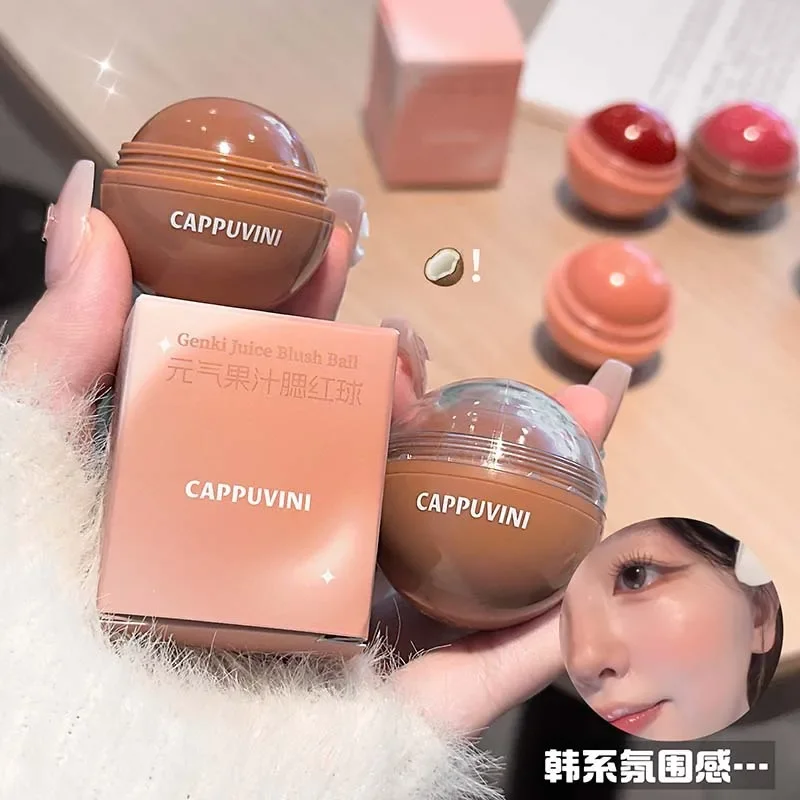 Cappuvini 3D Highlight Blush Ball - Natural Flush Seamless High Pigment Makeup Easter Bloom Juice Blush for Flawless Look