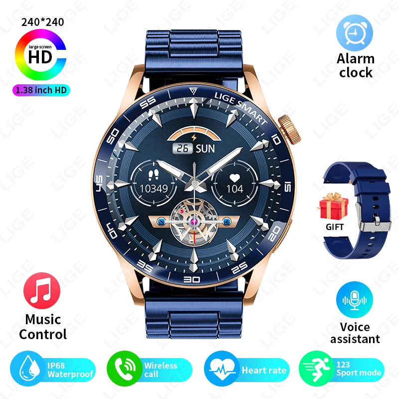 Origineel LUIK Smart Watch Draadloos bellen Weersverwachting Magnetisch opladen Waterdichte muziekbediening Heren smartwatch Android IOS - afbeelding 1