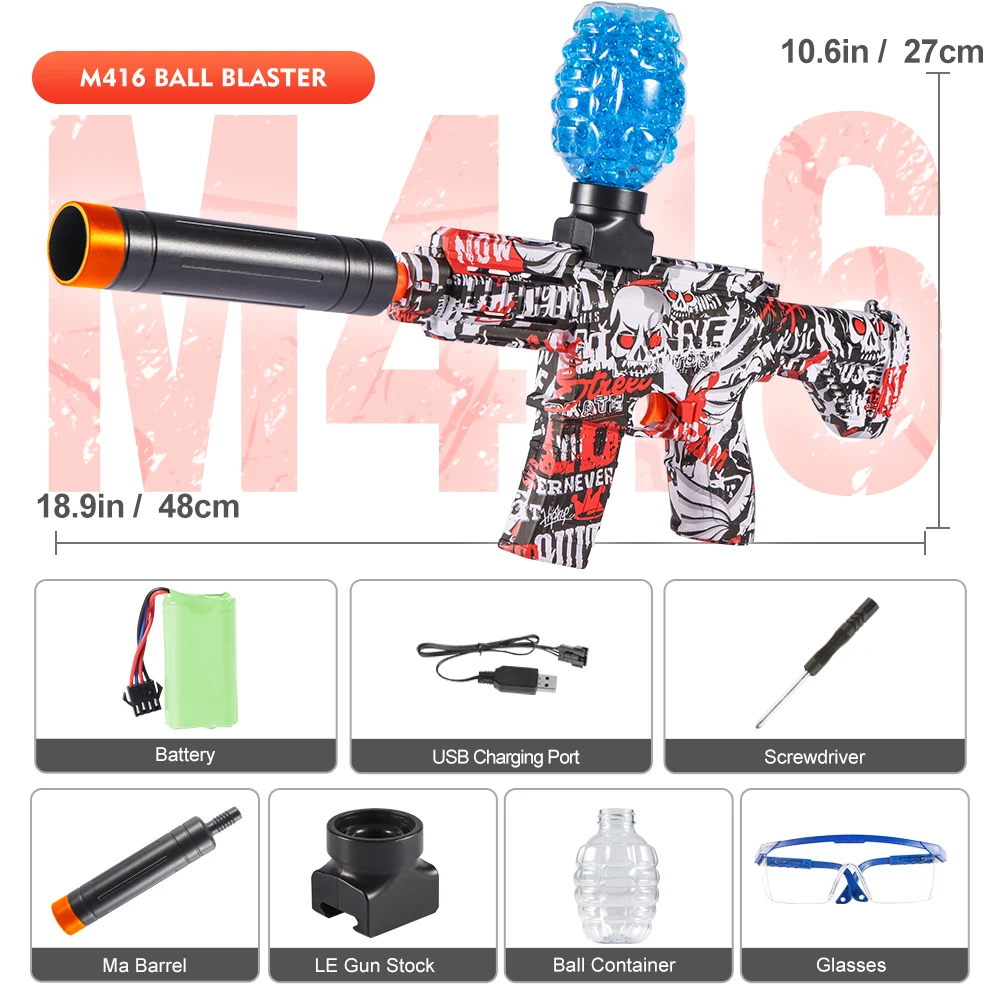 M416 elektrisch blasterpistoolspeelgoed, oplaadbaar automatisch buitenspeelgoed voor teamfamilieactiviteiten, perfect cadeau (kogels exclusief)