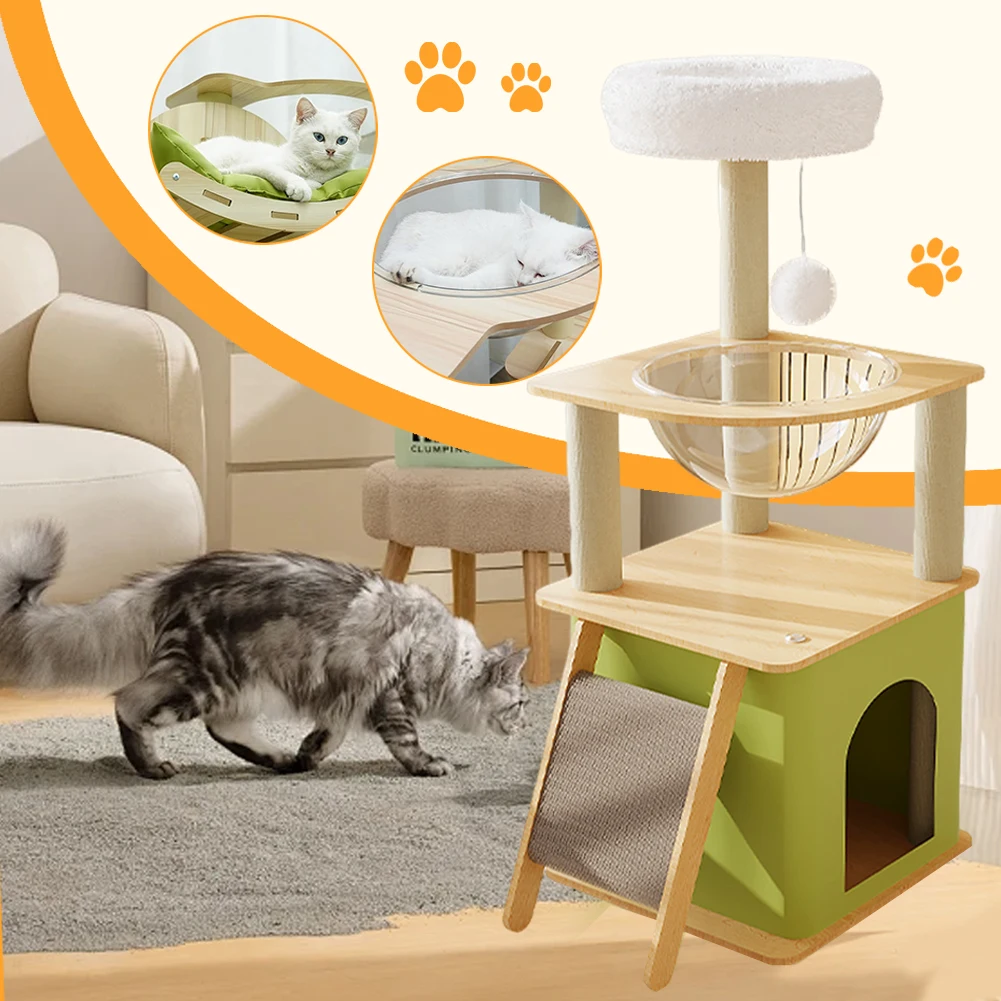 

Кошачья игровая площадка с домиками, когтеточками, капсулами-лежанками, многоуровневыми башнями и столбиками для царапания для домашних кошек