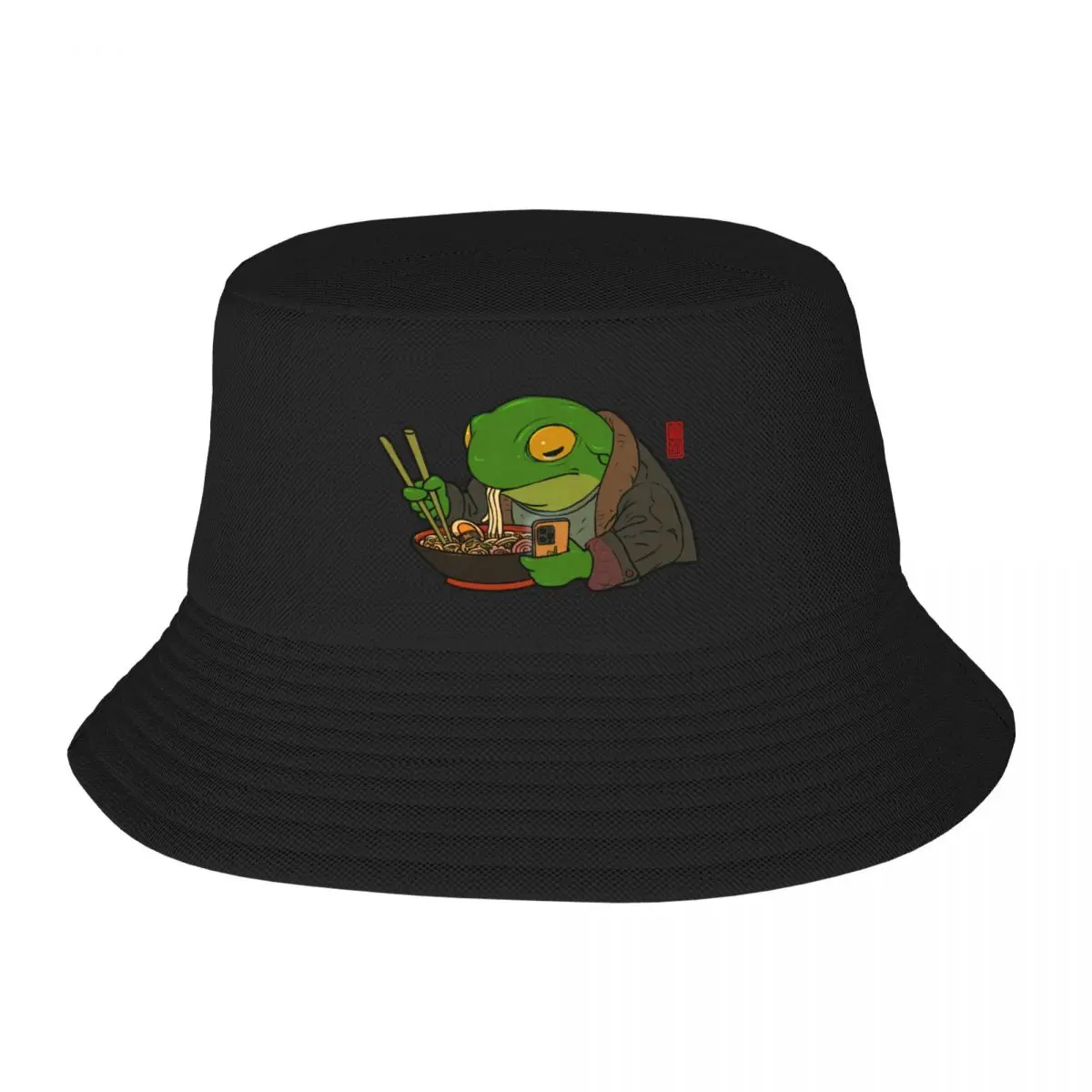 Ramen Lover Frog Bucket Hat sun hat New In Hat Military Tactical Caps New In The Hat Hat Girl Men's