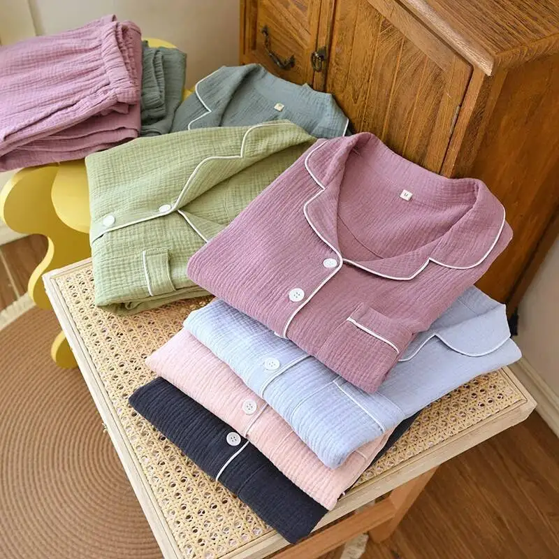 

Весенне-осенние тонкие стильные однотонные женские хлопковые брюки, пижамы, домашняя одежда, комплект из двух предметов, женские пижамы