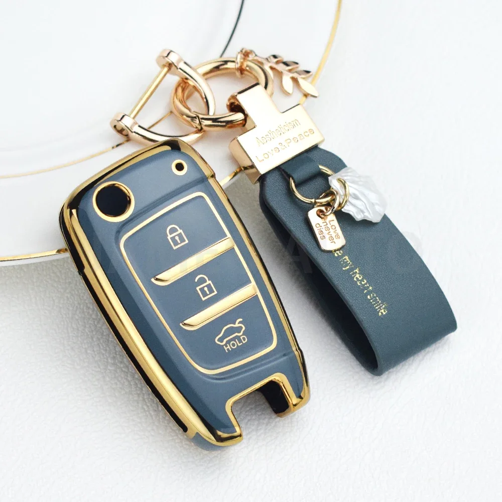 لشركة هيونداي توكسون I30 I35 I40 كونا إلنترا سولاريس جينيسيس سانتا في أزيرا بولي TPU سيارة الوجه مفتاح غطاء فوب حامل قذيفة #6