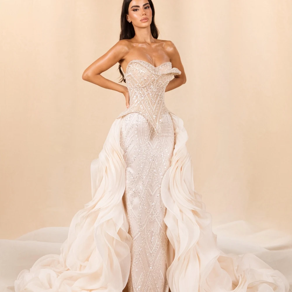 2026 Women Ivory White Floor Length Overlay Train Maxi Skirt Ruffle Flowy Layered Skirt, Elegant Romantic Overskirt (NO DRESS)