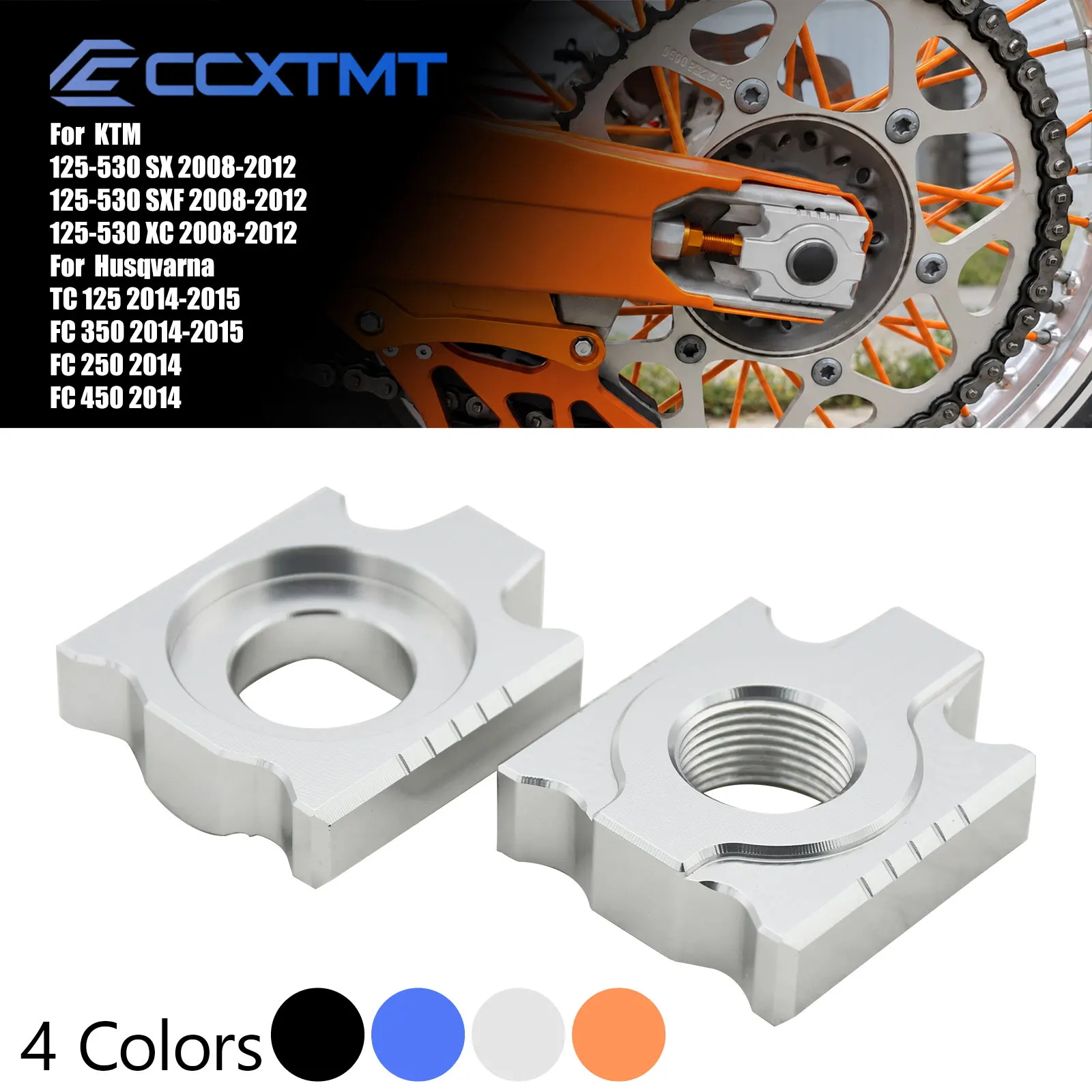 20mm CNC Aluminum Rear Chain Adjuster Axle Block For KTM 125-530cc XCF XCW SX SXF XC XCWF EXC EXCF 2008-2023 2022 2021 Universal