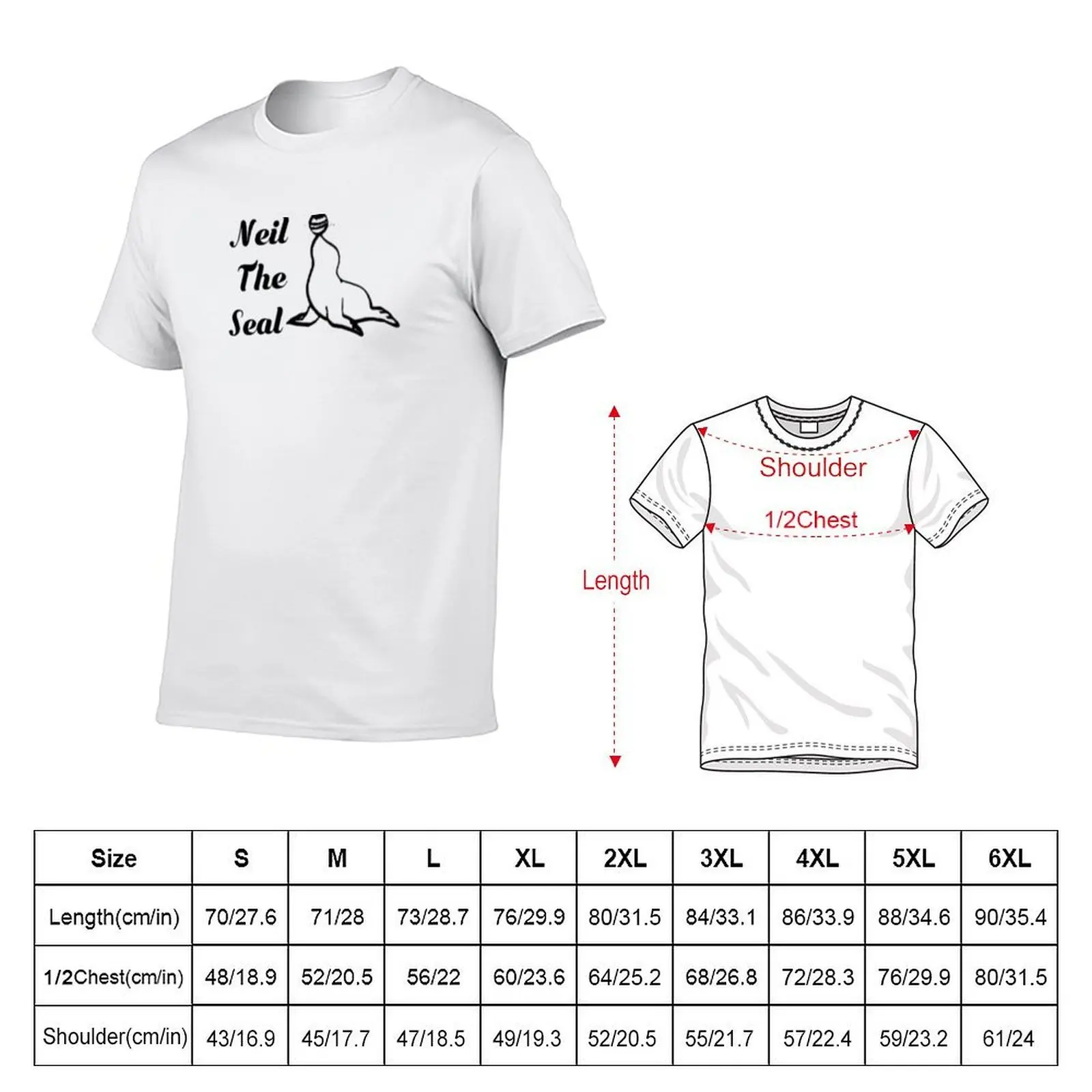 Neil The Seal stickers T-Shirt Fashion Letter Print T-Shirt