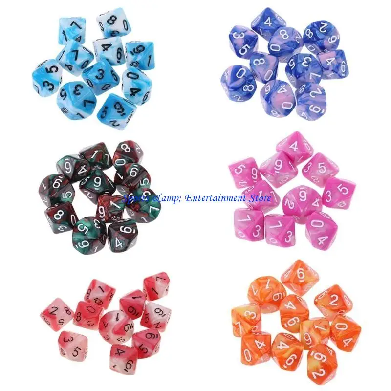 G7NF 10pcs/set 10 side d10 d10 polyhedral dices number dals desktop table spoard accessosities exationals exiality