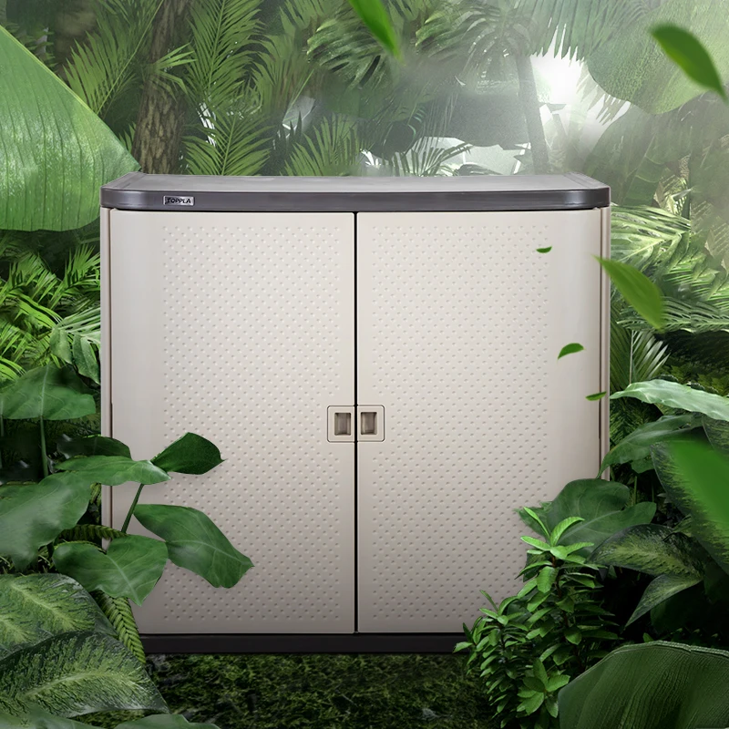 

Wholesale Outdoor Storage Sheds Plastic Cabinet for Garbage Cans Tools and Garden Backyard Locker