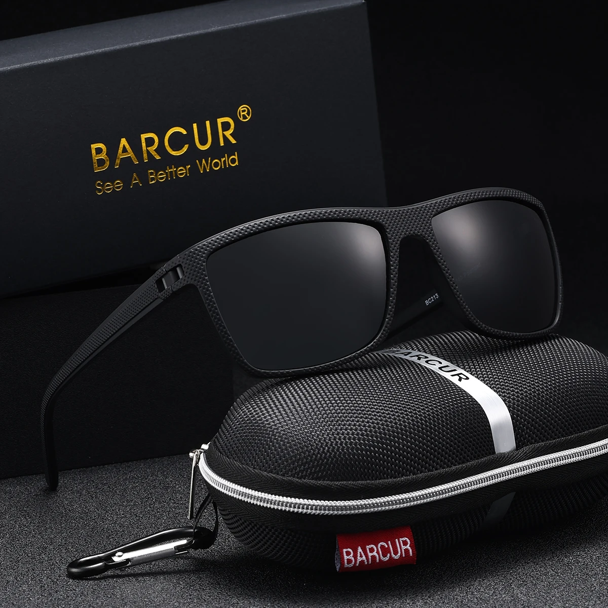 BARCUR Marke Klassische Männer Sonnenbrille Komfort Langlebig PC Rechteckigen Rahmen TAC Objektiv Vielseitig Alter Polarisierte Sonnenbrille 5