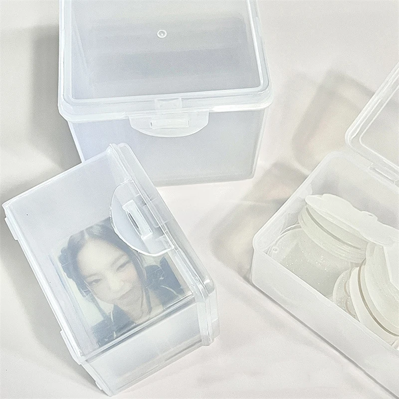 Photocards Storage Box Transparent Stickers Korea Idol Card Holder Desk Storage Organizer Classification Box Stationery