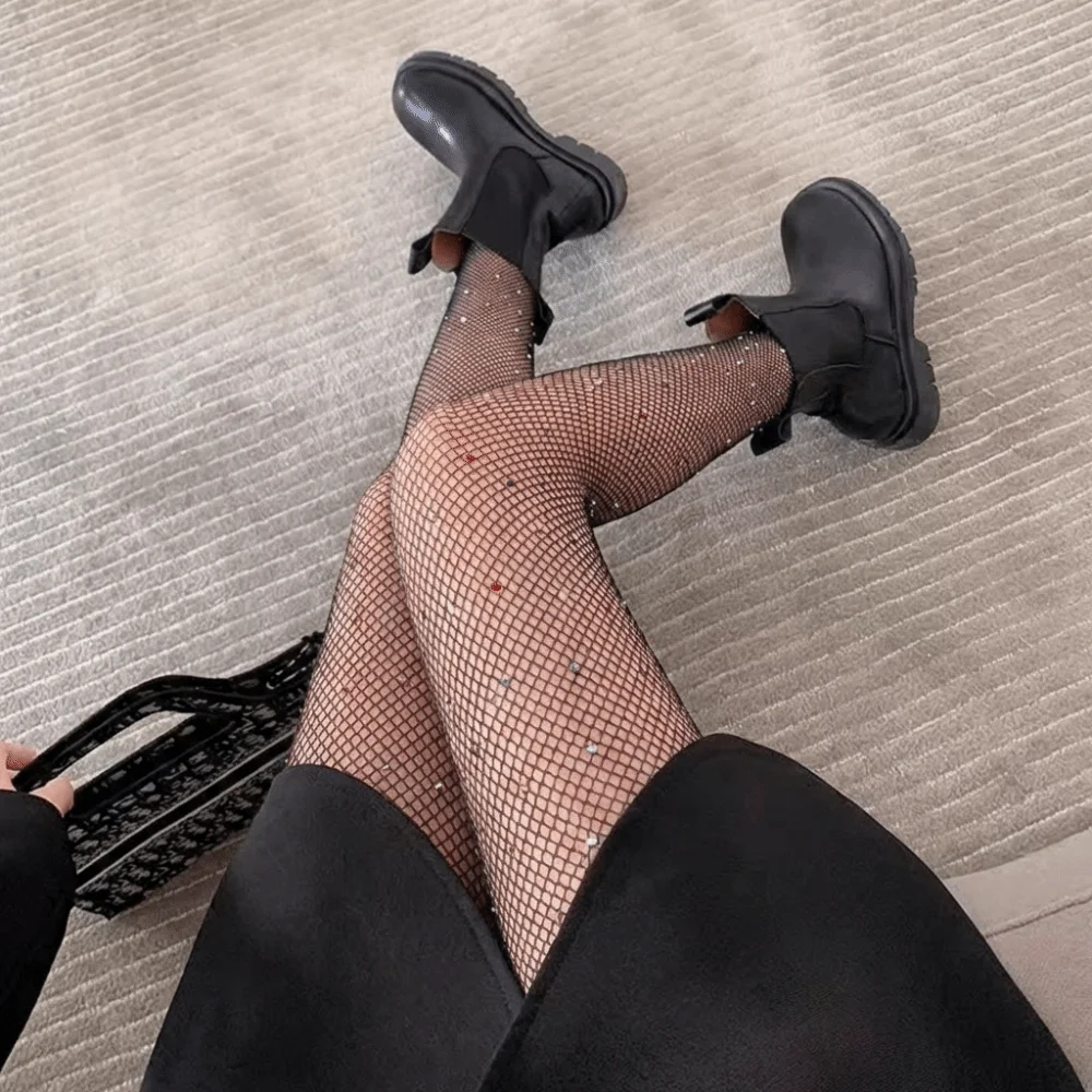 Irregular Rhinestones Female Sexy Silk Stockings Y2k Ultra-thin Ladies Long Socks High-waisted Breathable Footed Stockings
