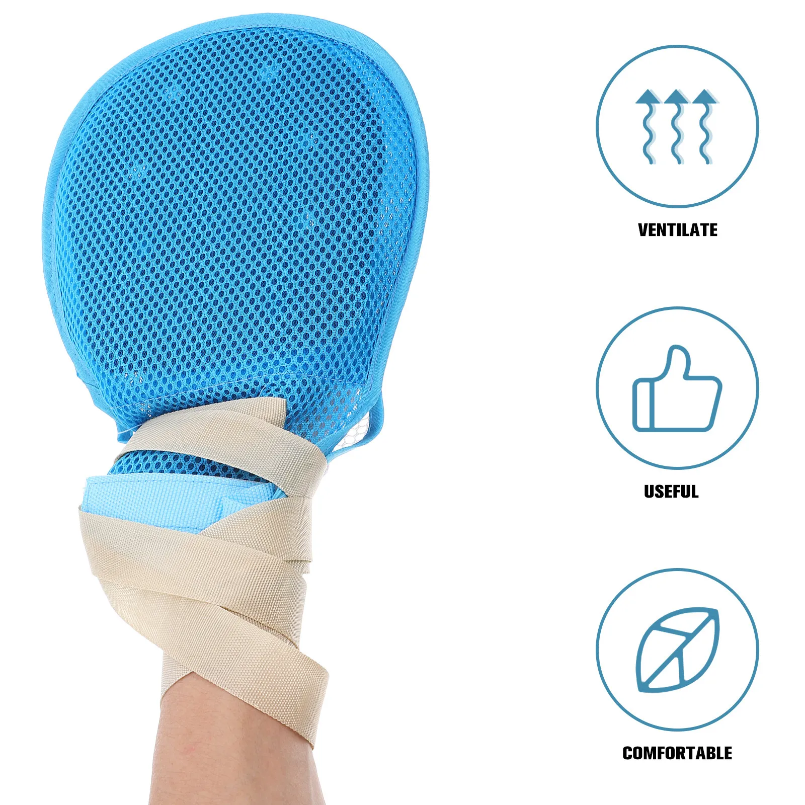 Anti Scratch Safety Restraint Gloves Breathable Blue Adjustable Mittens Hand Control Gloves for Patients Prevent Tube