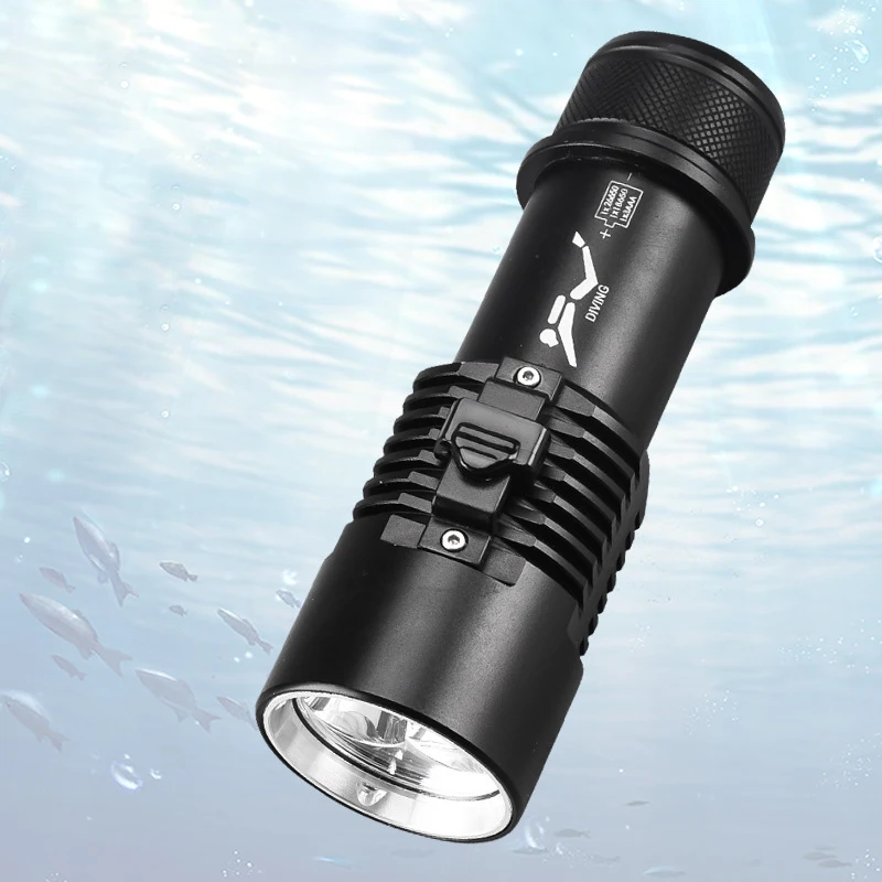 New Model Diving Torch 60Meter Waterproof Super Bright LED Powerful Flashlights 1800 High Lumens