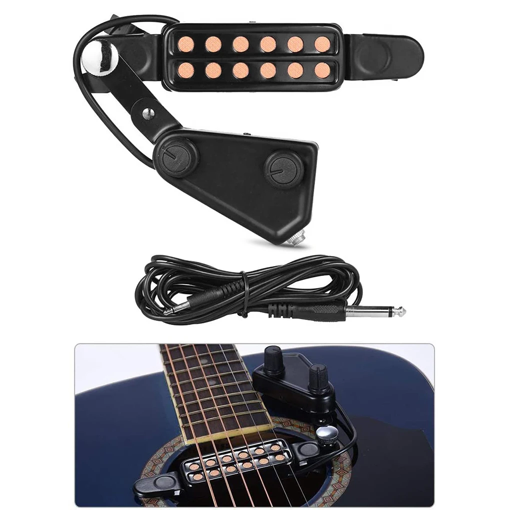 Sound Pickup 12 Soundhole Electric Sound Pick for 38 to 41 Inch Guitar Preamplifier Transducer