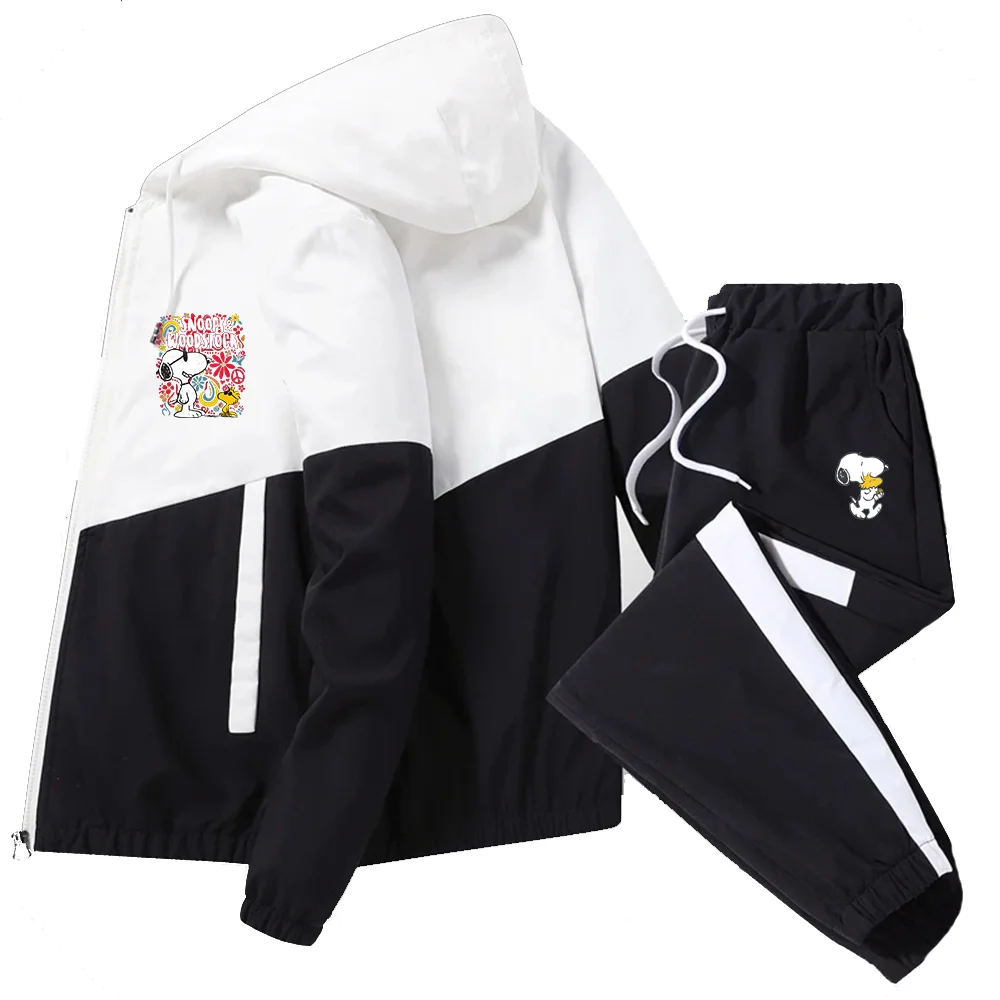 

Casual 2024 Snoopy Spring Autumn Tracksuit Streetwear Jacket Full Pants Two-Piece Men's Set Sports Suit Jogger Top Sets Clothing