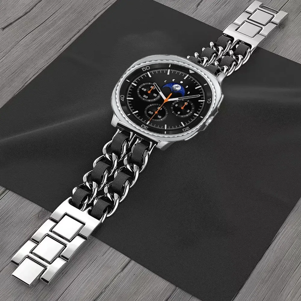 Pulseira de metal de aço inoxidável para samsung galaxy watch 8 40mm 44mm clássico 46mm pulseira para samsung galaxy watch ultra 2025 cinto