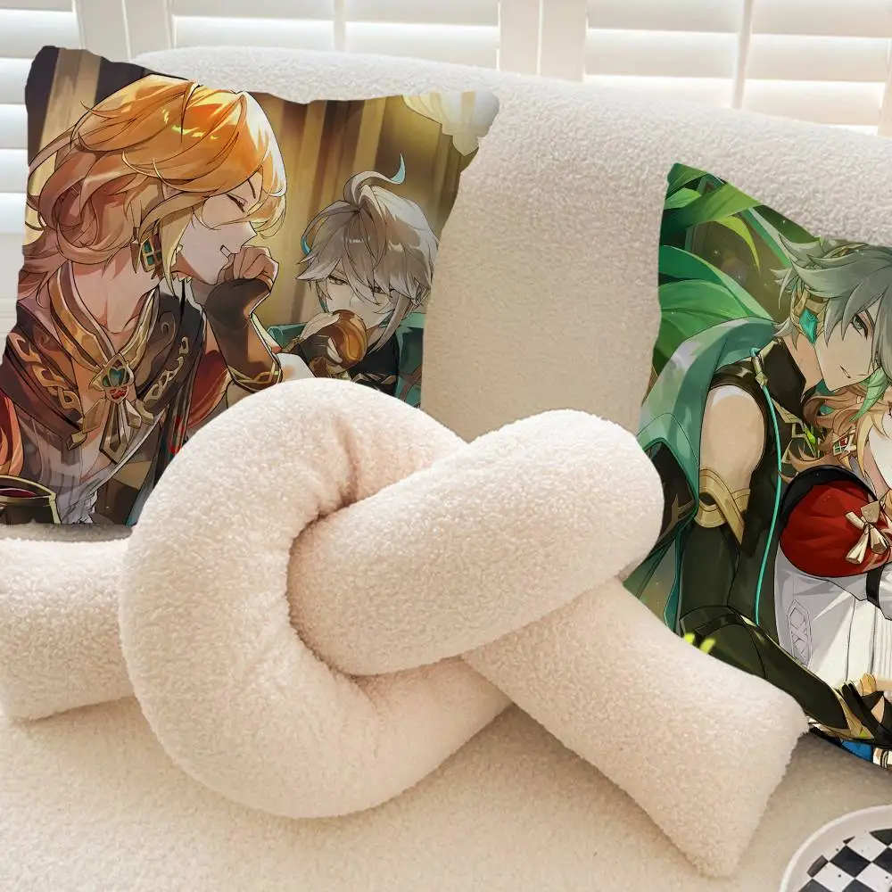 Genshin Impact Kaveh Alhaitham Office Cushion Pillowcase Car Cushion Cover45X45CM Lumbar Pillowcase Sofa Pillowcover