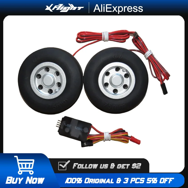

XAERO 70mm/75mm Brake Wheels for RC Jet, Heavy-Duty Aluminum Hub with High-Friction Rubber Tires, Landing Gear Accessories