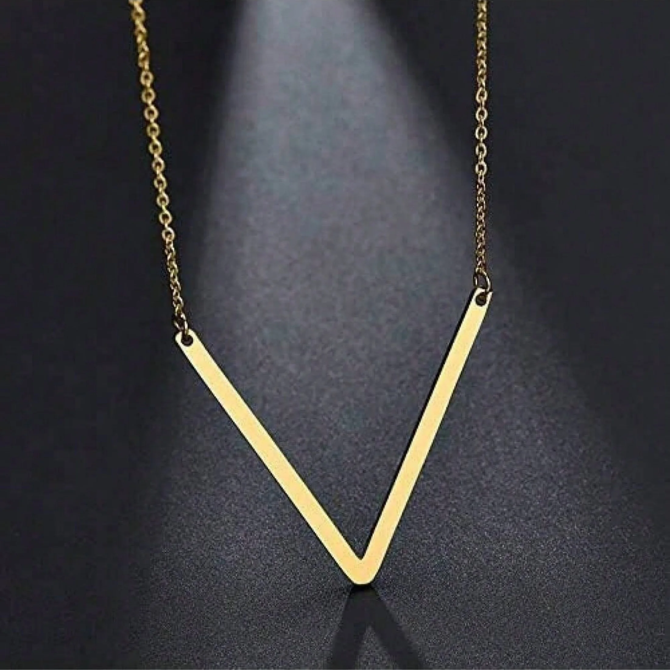 1PC Gold Tone Stainless Steel V Locket Necklace - Premium Lead-Free, Perfect for Mother's Day & Formal Events