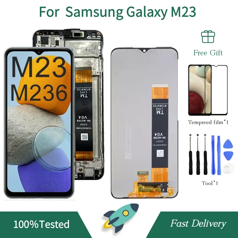 M23 Screen For Samsung Galaxy M23 LCD Display SM-M236B SM-M236B/DS Touch Screen Digitizer 6.6\