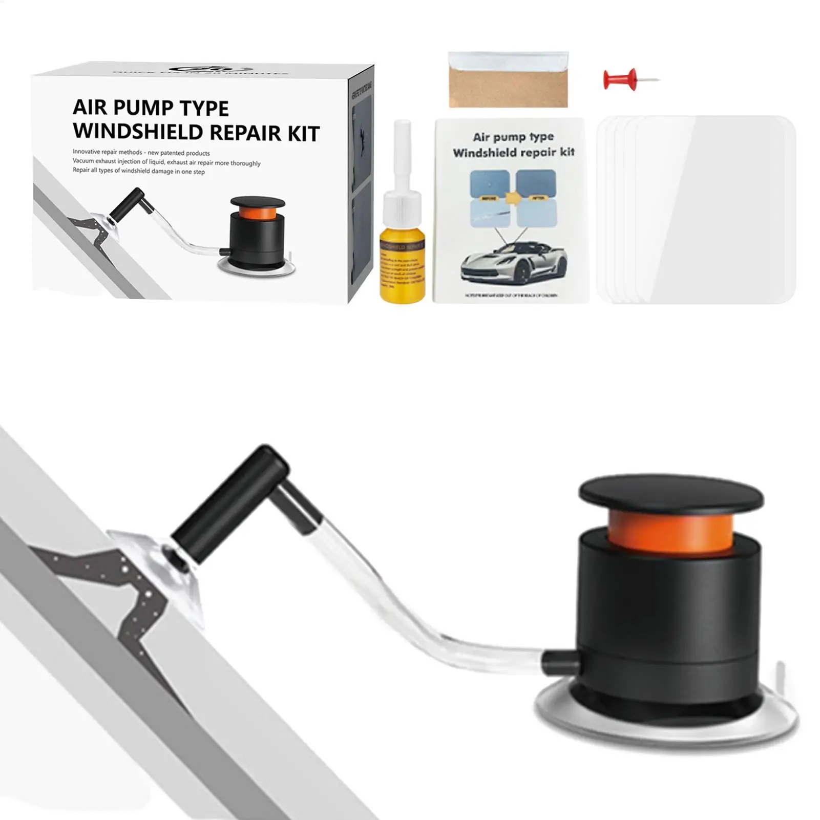 Car Glass Repair Kit Automotive Glass Nano Repair Fluid Air Pump Type Windscreen Crack Repair Kit For Fix Chips